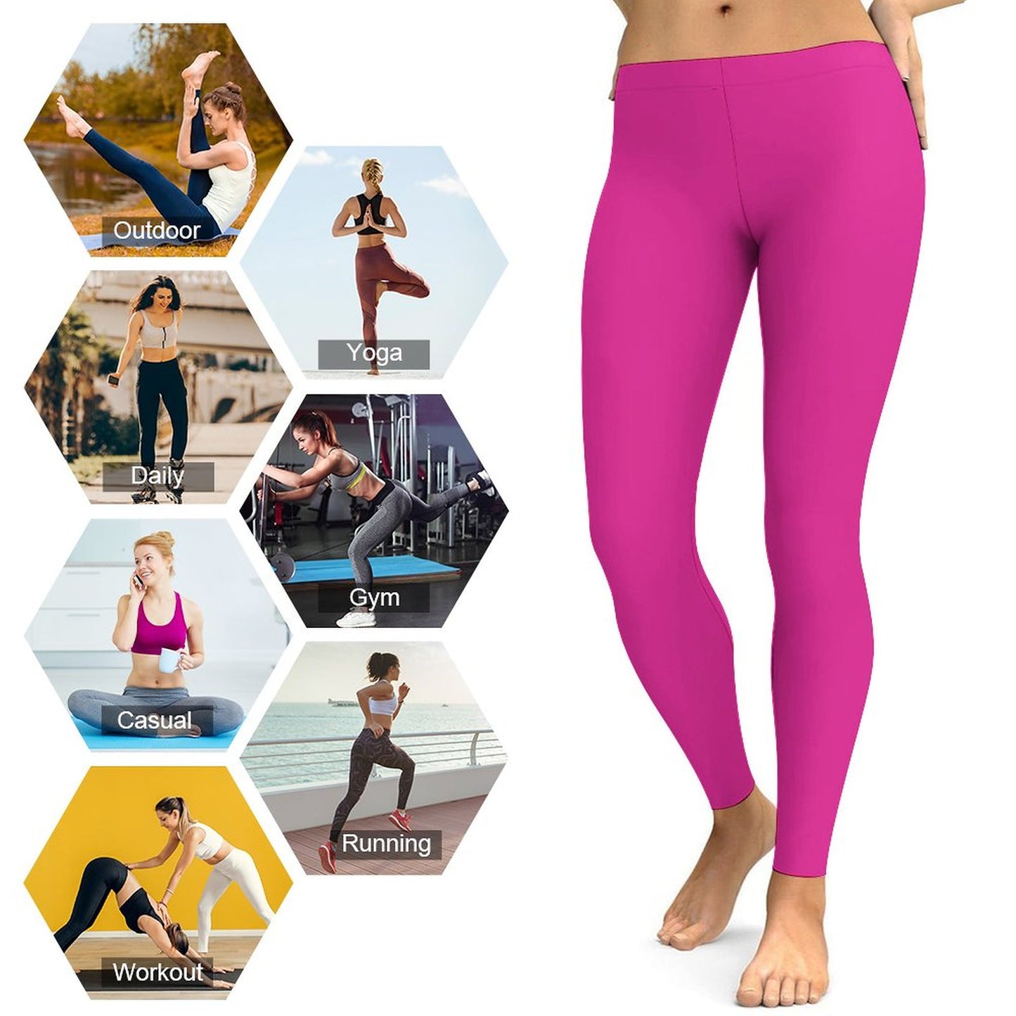 MUSIC GRAFFITI Hot Pink Yoga Pants for Women-SMALL-2XL