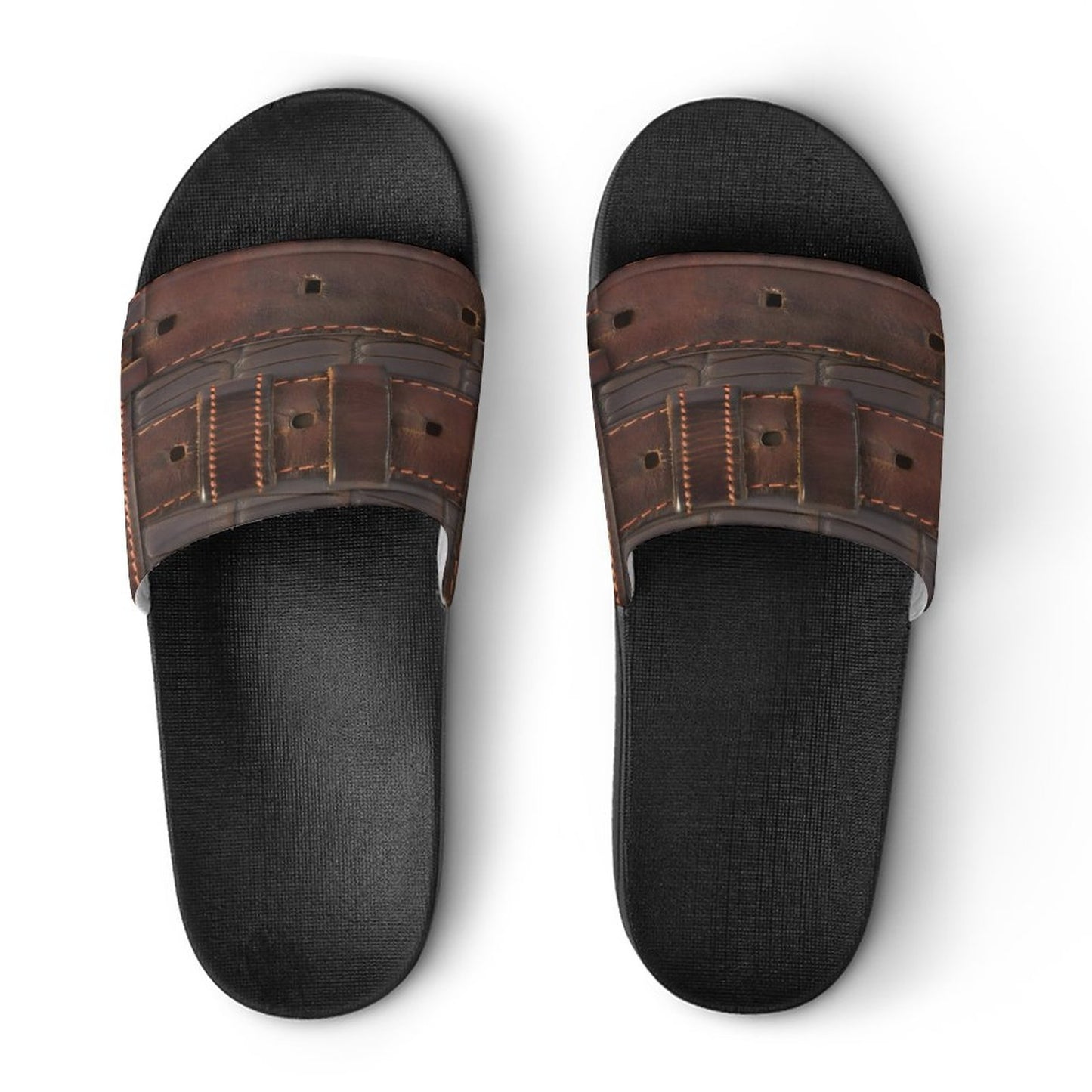 RUGGED LEATHER BUCKLE PRINT Unisex PVC Slippers