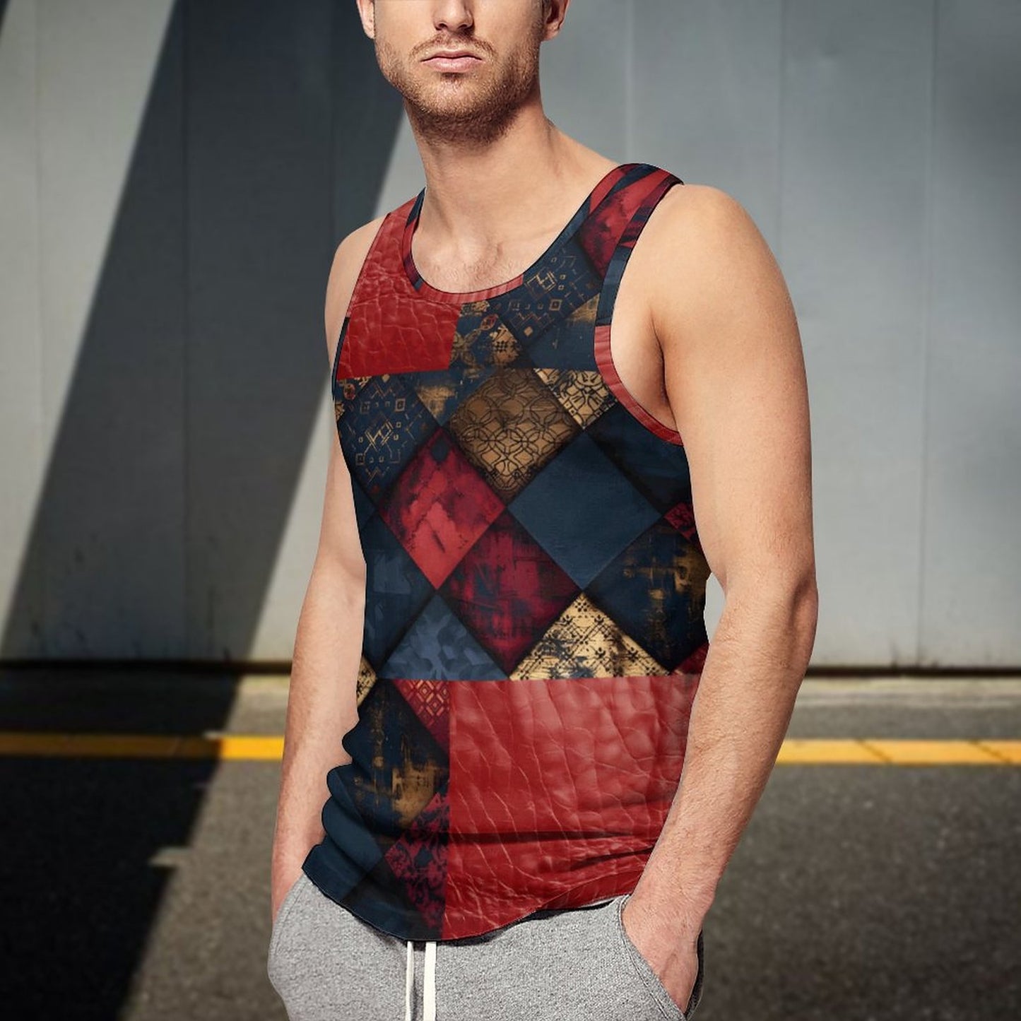 TRIANGLES & LEATHER Men's Tank Top-SMALL-5XL