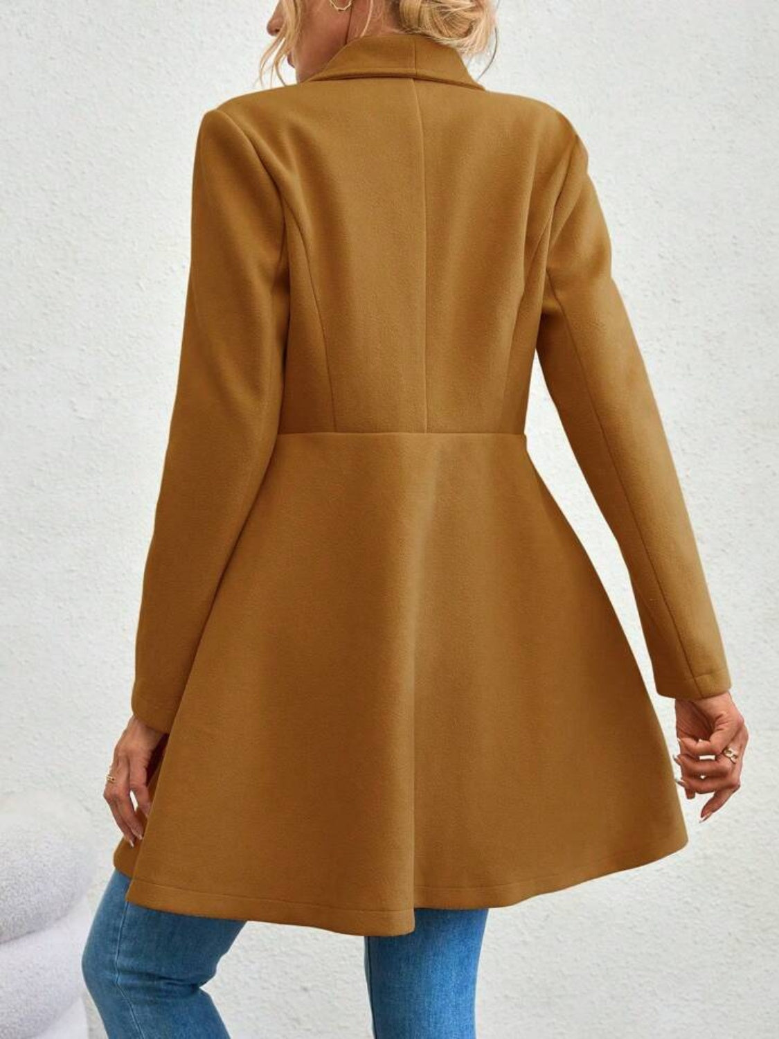 Collared Neck Button Up Long Sleeve Coat (red/black/tan/tan/mustard)-SMALL-XL