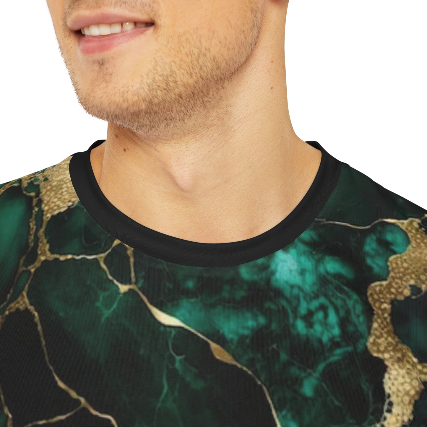 IN MY PRIME GREEN & GOLD MARBLE Men's Polyester Tee