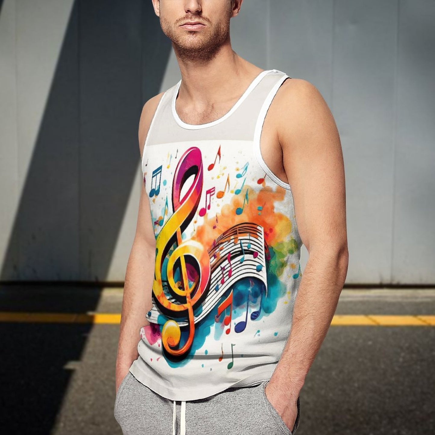 MUSIC GRAFFITI Men's Tank Top-SMALL-5XL