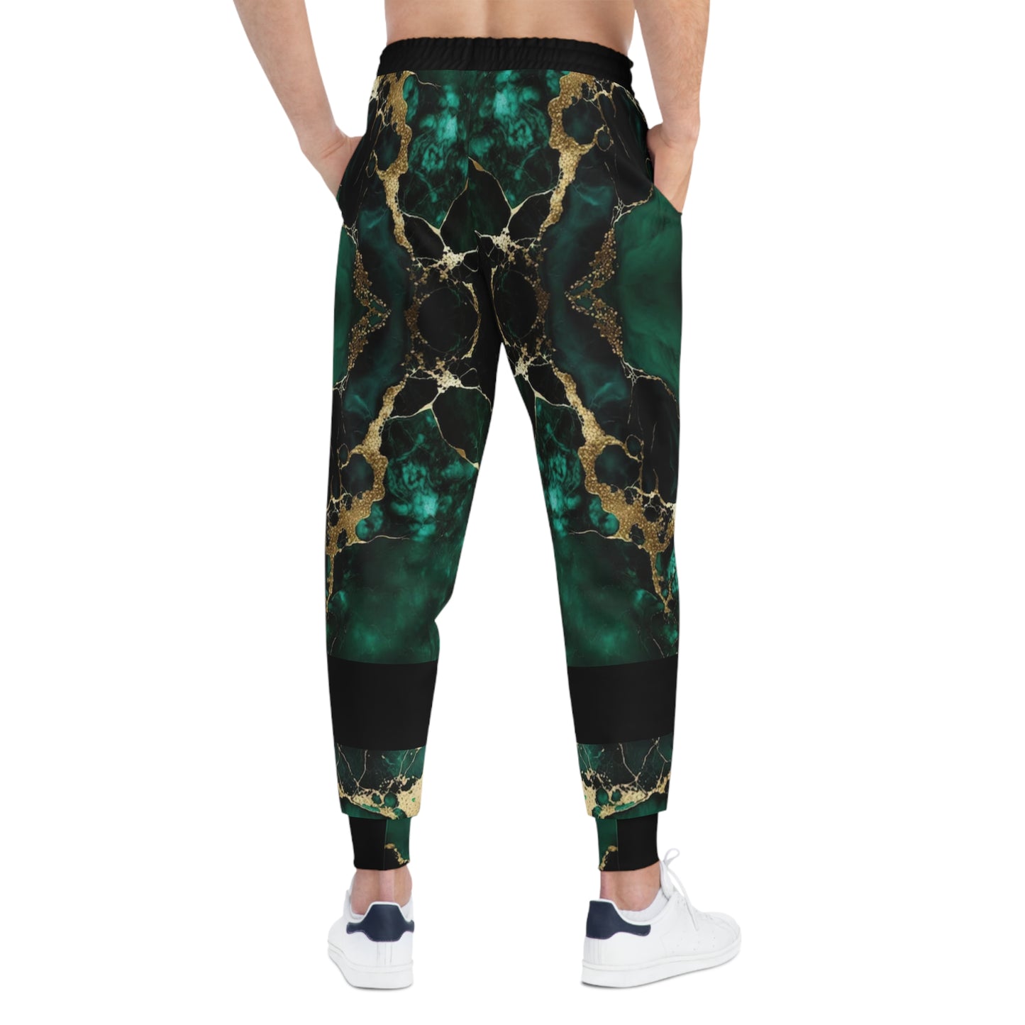 IN MY PRIME Green/Gold Marble Athletic Joggers-SMALL-3XL