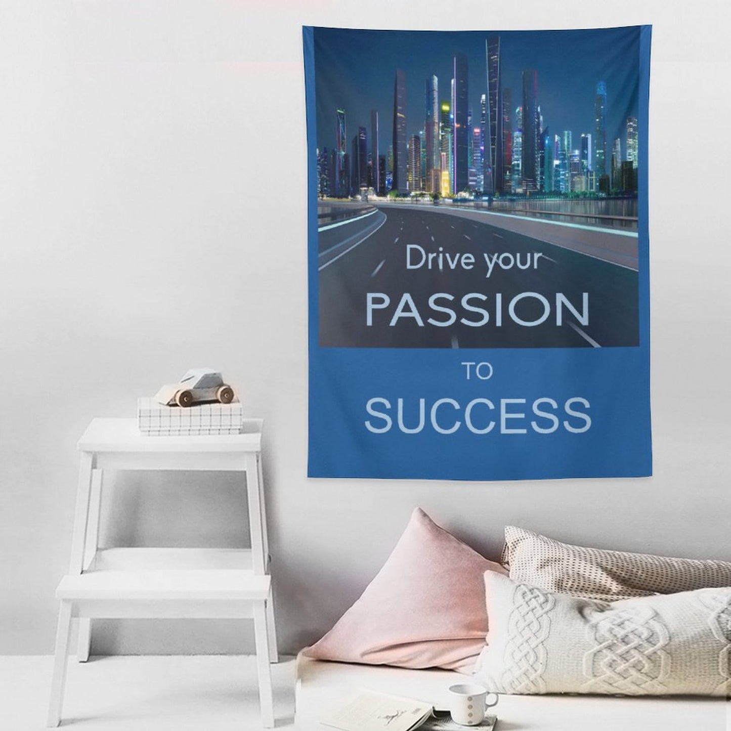 Wall Art with Vertical Tapestry