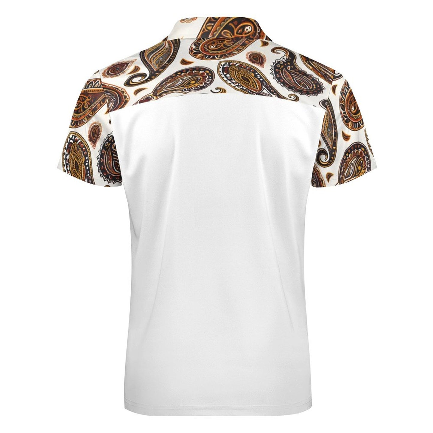 ORANGE PAISLEY Men's Short Sleeve POLO Shirt with Zipper-*2XS-6XL