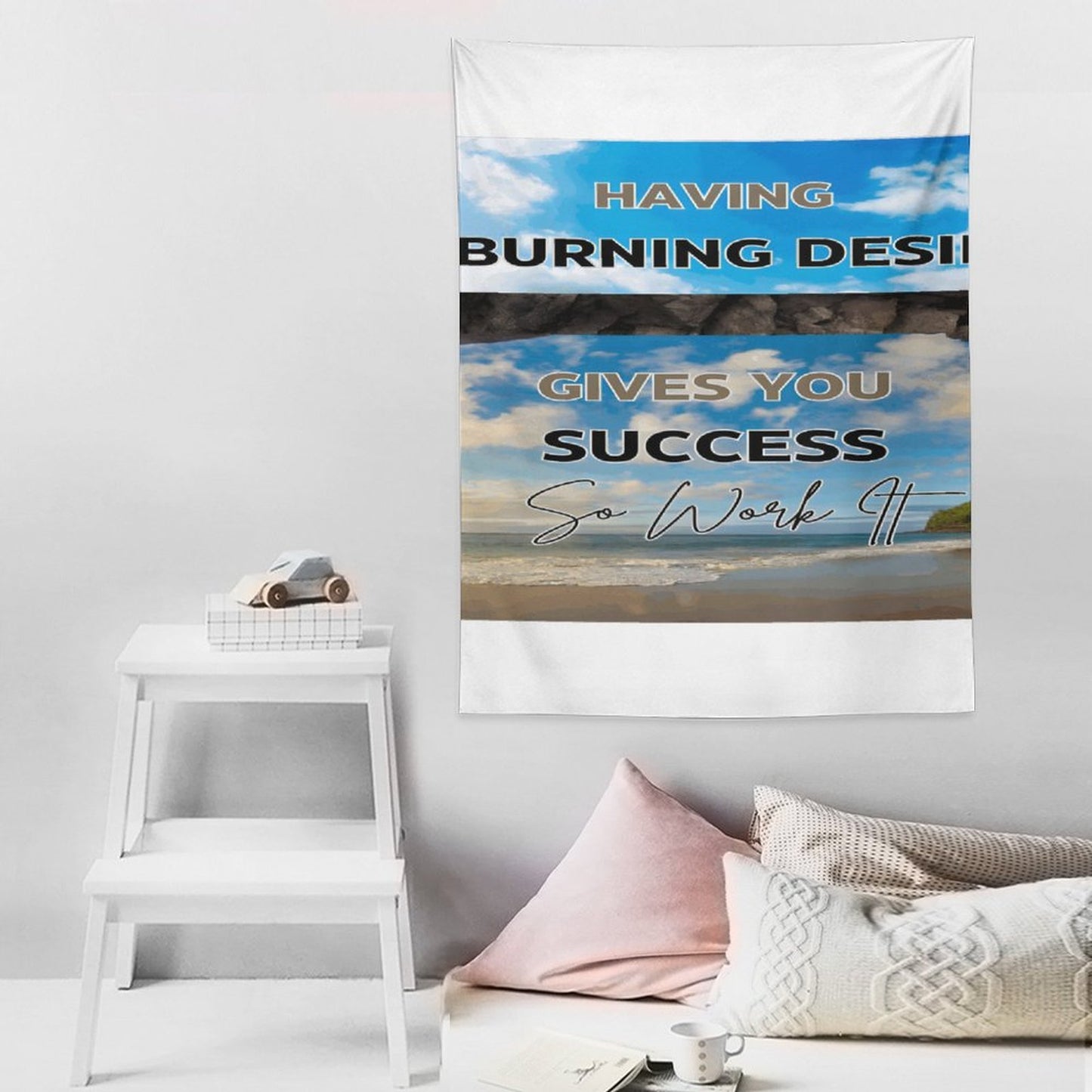 Wall Art with Vertical Tapestry