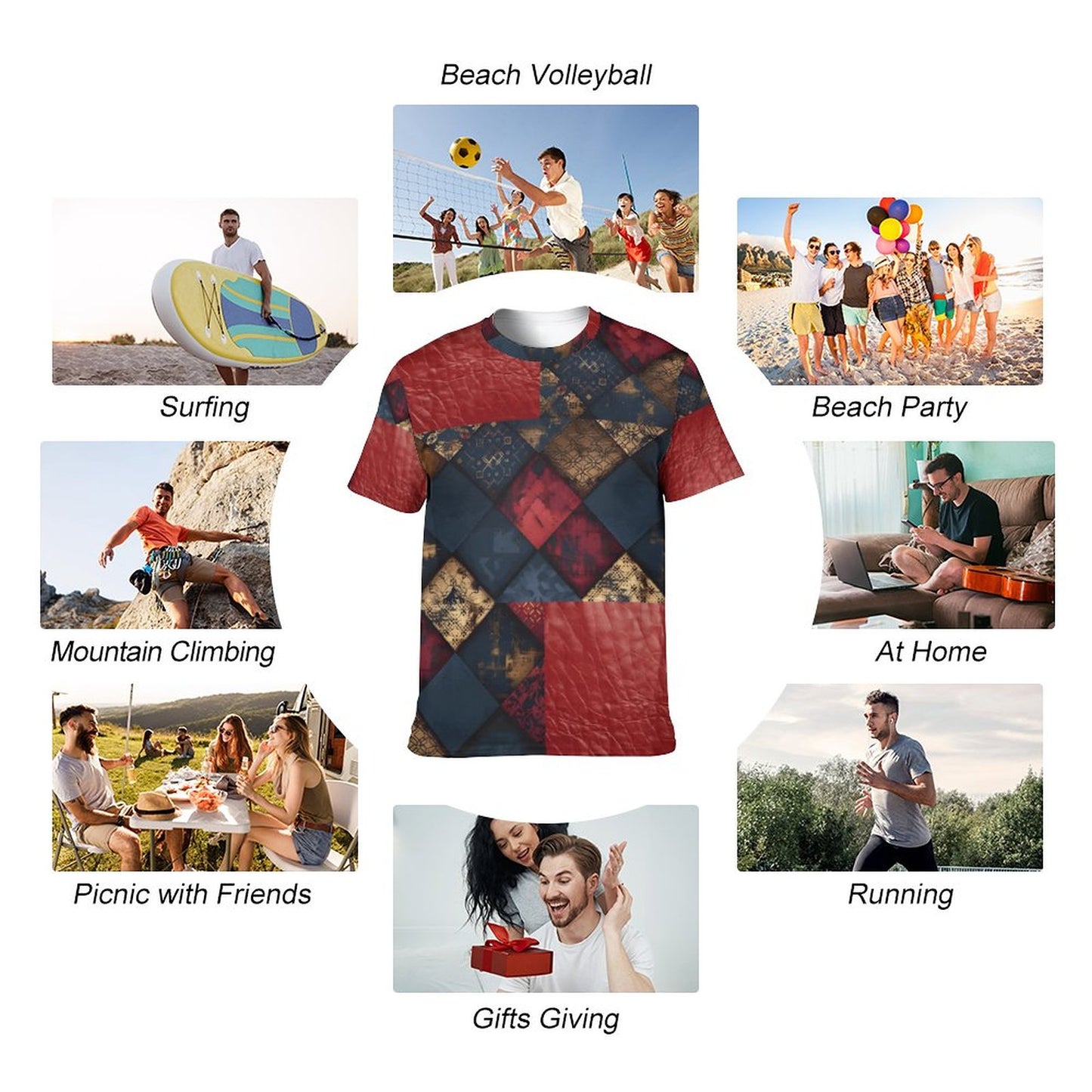 TRIANGLES & LEATHER Men's T-Shirt Short Sleeve-SMALL-3XL