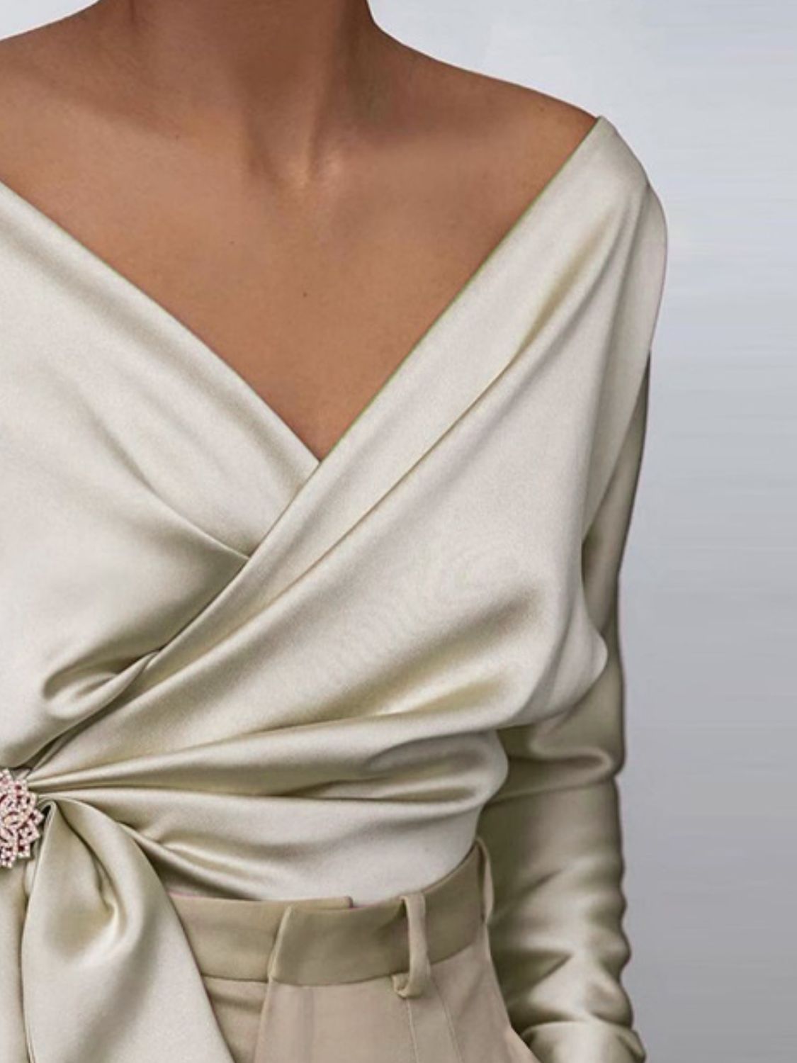 Satin Long Sleeve Blouse (blush pink/light blue/cream)-SMALL-XL