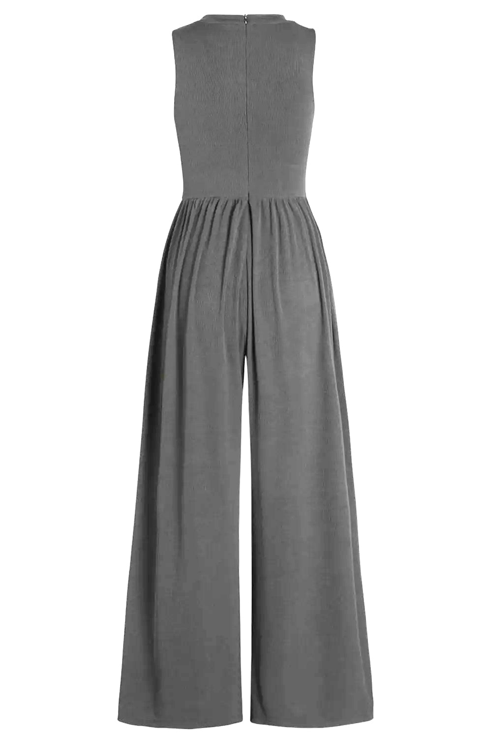 Round Neck Sleeveless Jumpsuit with Pockets-SMALL-XL