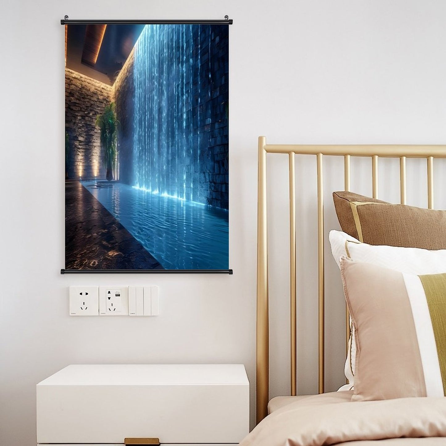 WALL WATERFALL Canvas Hanging Poster with Scrolls-16"x24"/ 40x60cm