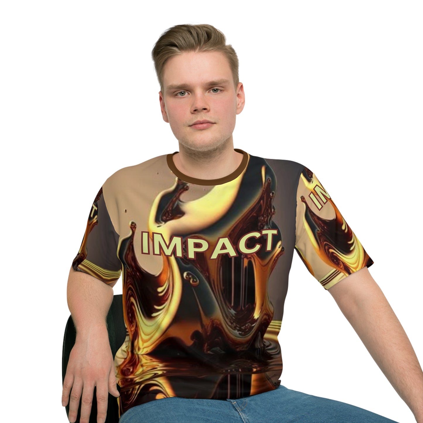 IMPACT UNISEX Loose T-shirt Brown Collar (XS-5XL) (for groups or events)