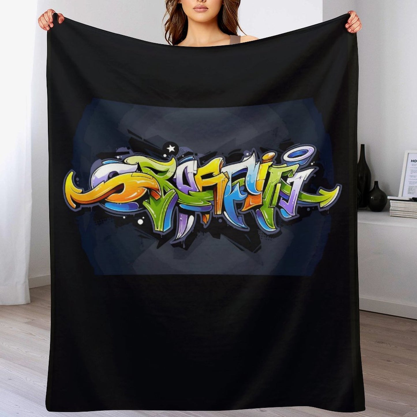 COLORFUL GRAFFITI Plush Flannel Blanket-40"x50"-dual-sided image