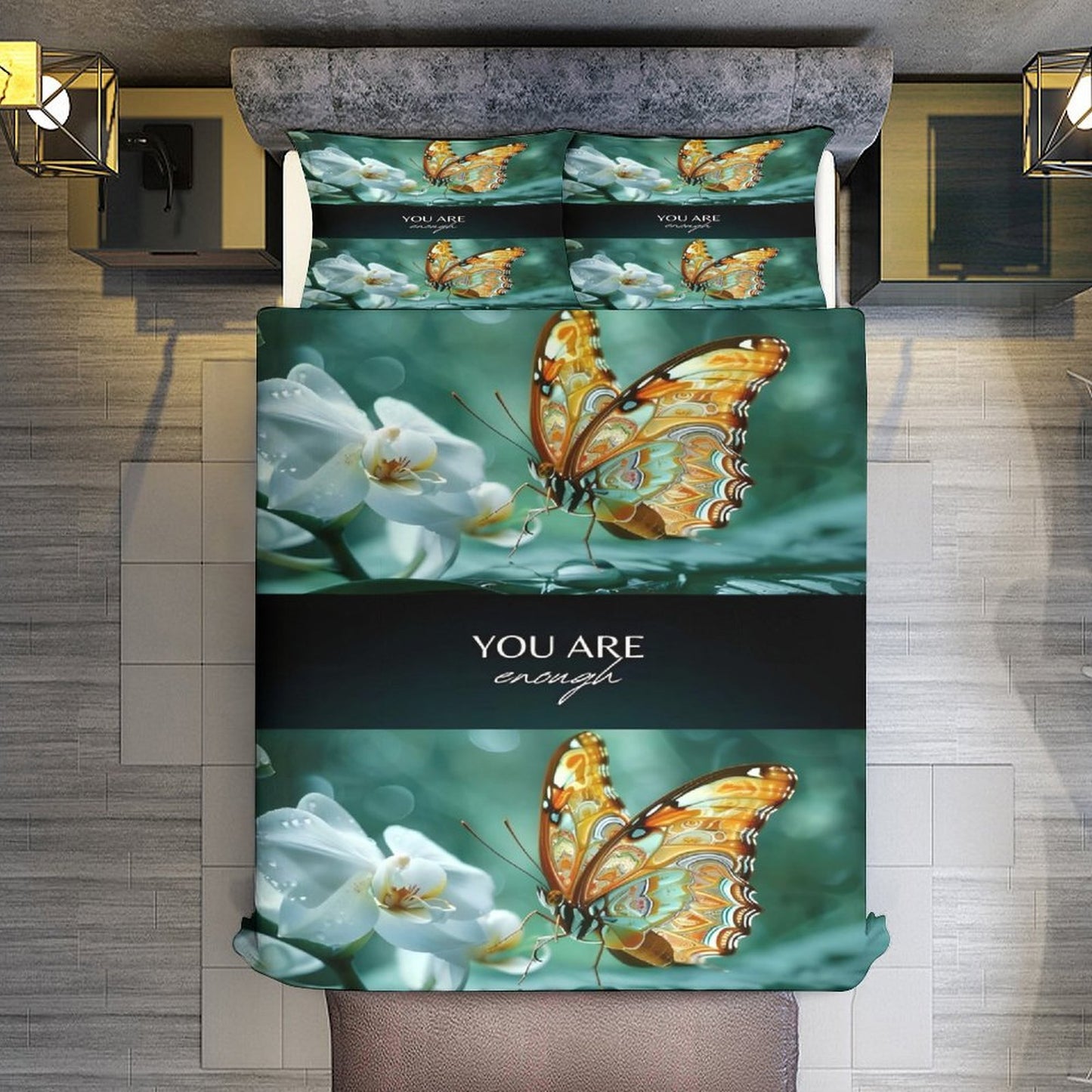 3-Piece Bedding Set (QUEEN) 90"x90"/ 229x229cm (Dual-sided Printing)-YOU ARE ENOUGH