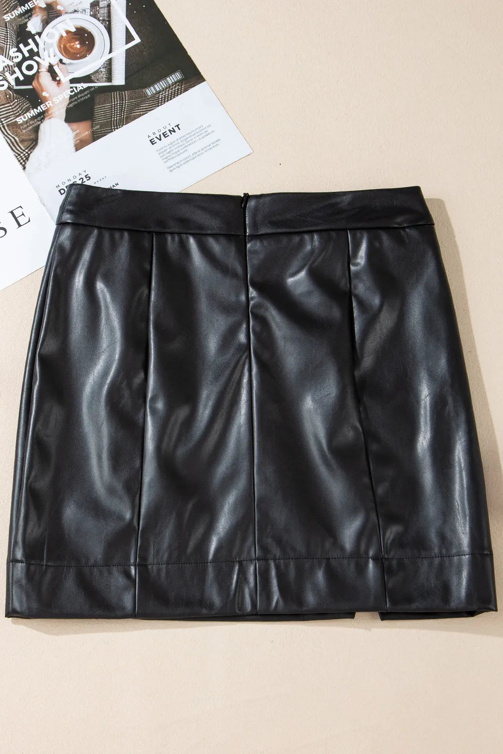 PU Leather Mini Skirt-SMALL-XL