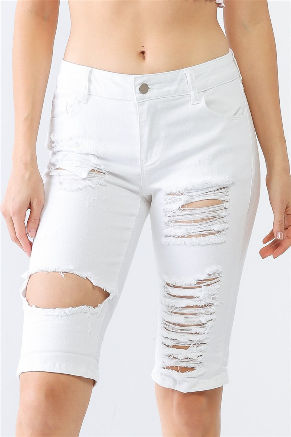 LITZ LA Distressed Bermuda Denim Shorts-26-30 (4/5, 6/7 ,8/9, 10/11, 12/13 OR SMALL-XL)