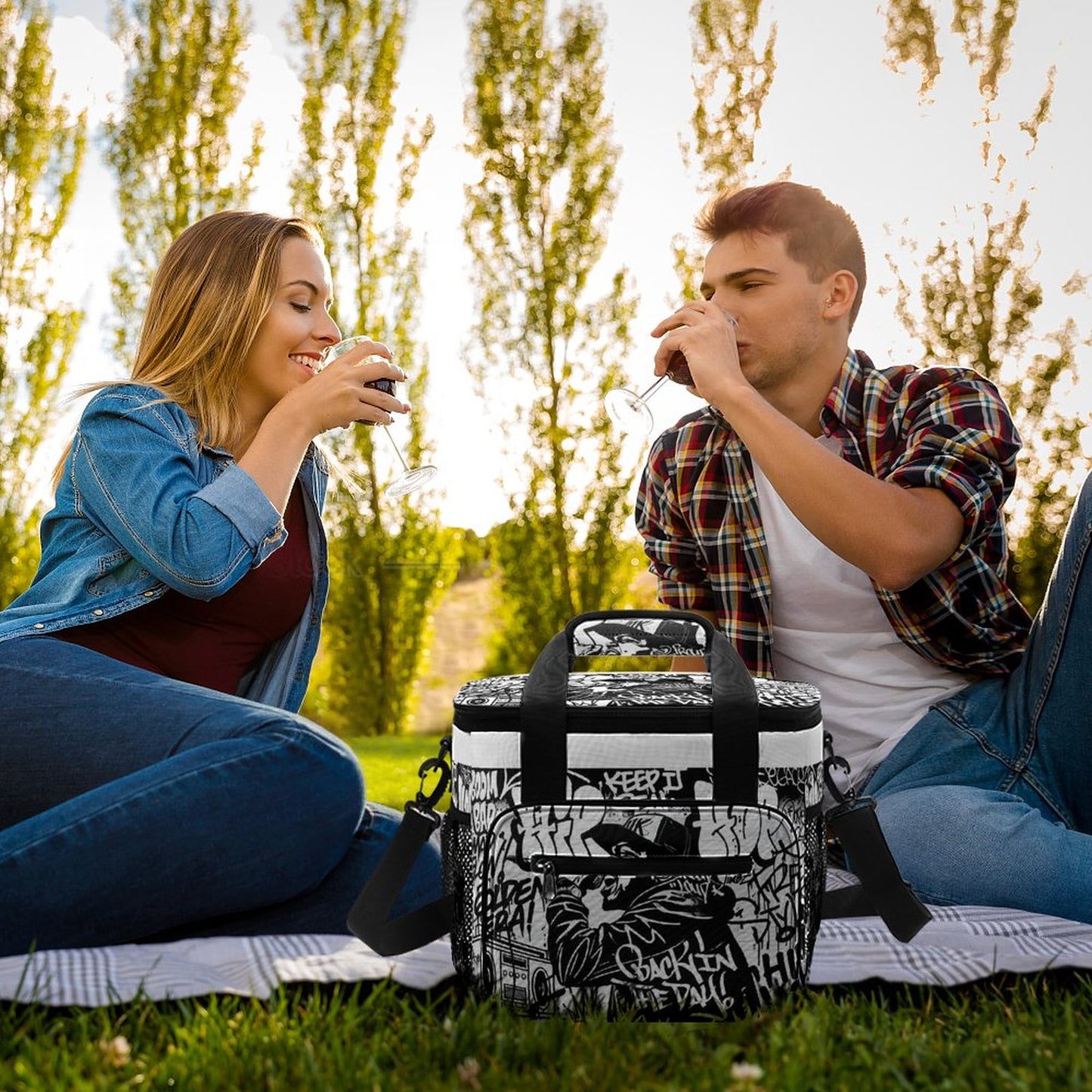 30 Can Collapsible Insulated Cooler Bag with Shoulder Strap(All-Over Printing)