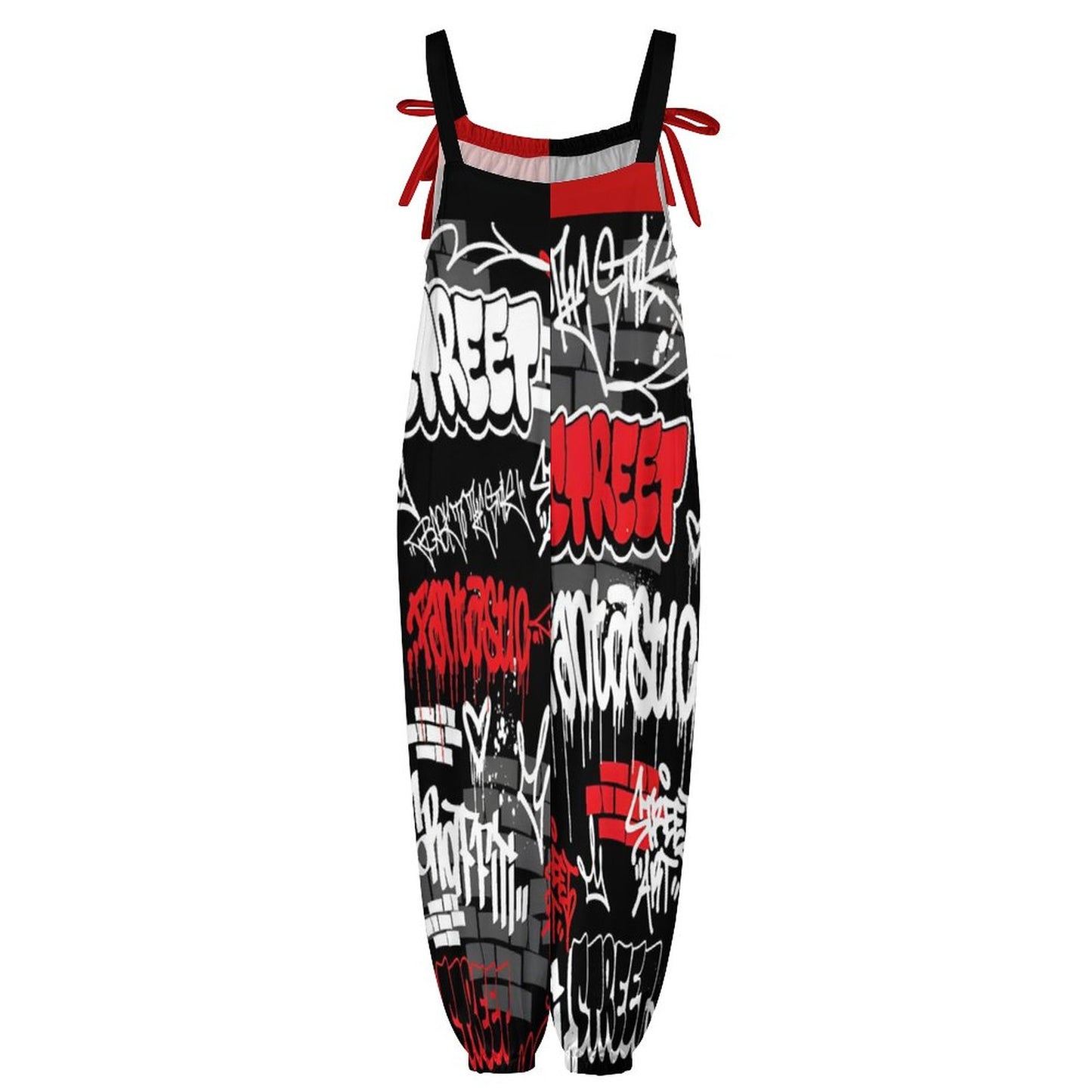 B/R/W GRAFFITI Spaghetti Strap Jumpsuit