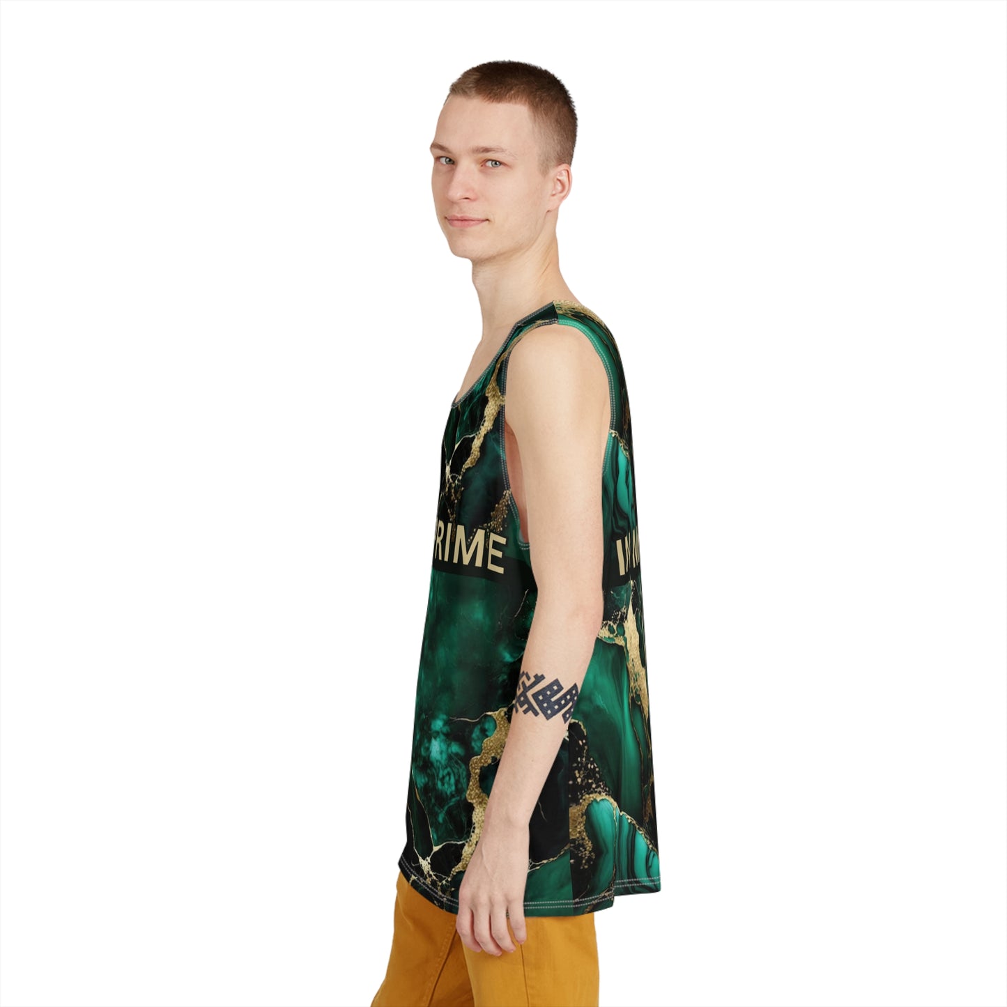 IN MY PRIME GREEN & GOLD MARBLE Men's Tank-SMALL-3XL