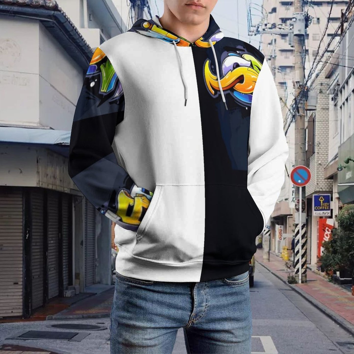COLORFUL GRAFFITI Hoodie Double-layer Cap-SMALL-6XL