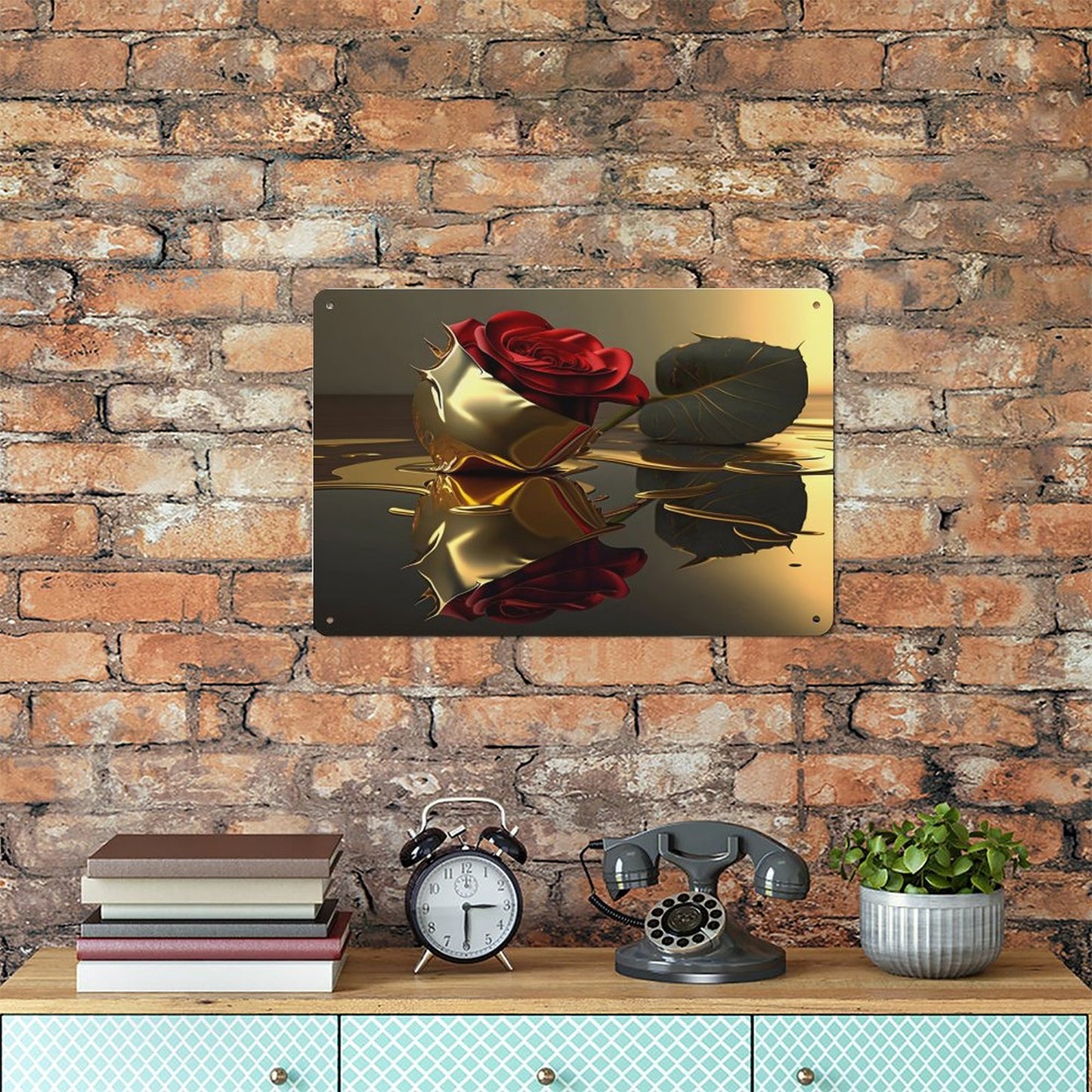 Custom Decorative Metal Sign-Horizontal 8"x12"/20x30cm-ROSE ON GOLD