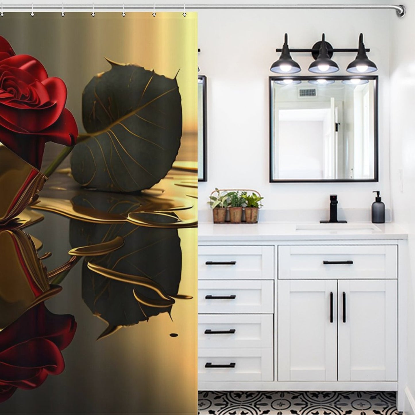 ROSE IN GOLD Shower Curtain-66x72Inch (168x183cm)