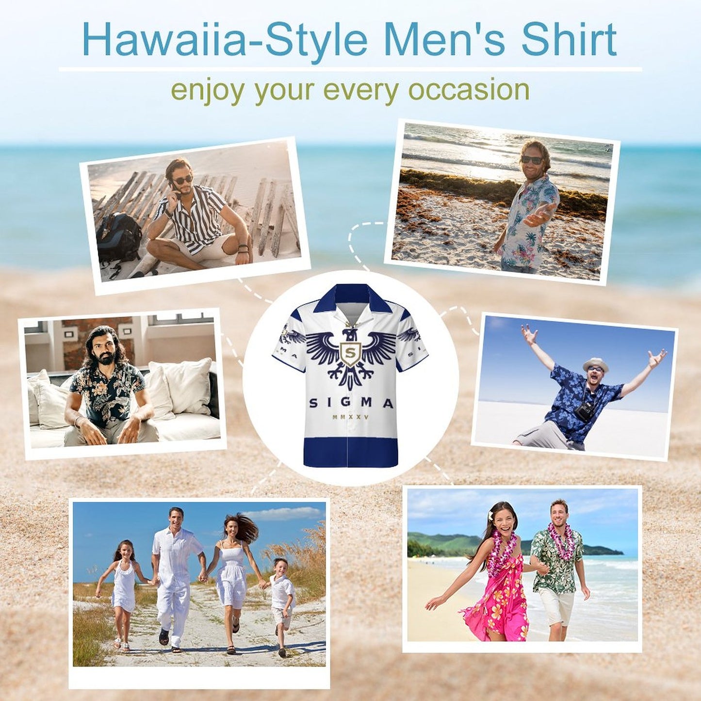 Men's Short Sleeve Hawaiian Print Shirt with Cuban Collar AY006 (All-Over Printing)