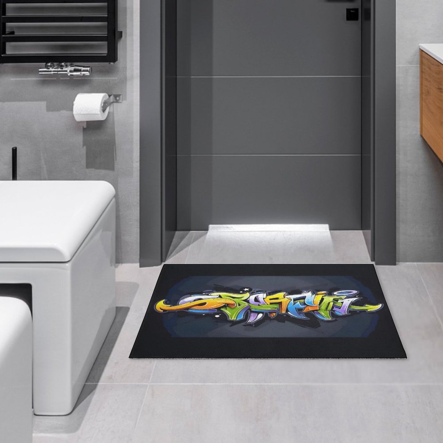 COLORFUL GRAFFITI Crystal Velvet Bedroom Floor Mat
