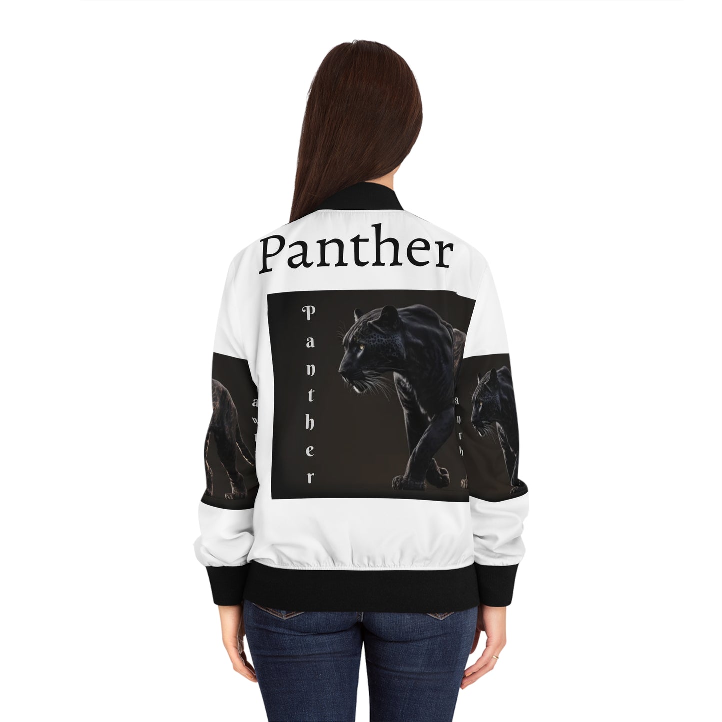 PANTHER STYLE 2 Women's Bomber Jacket (white)-S-2XL