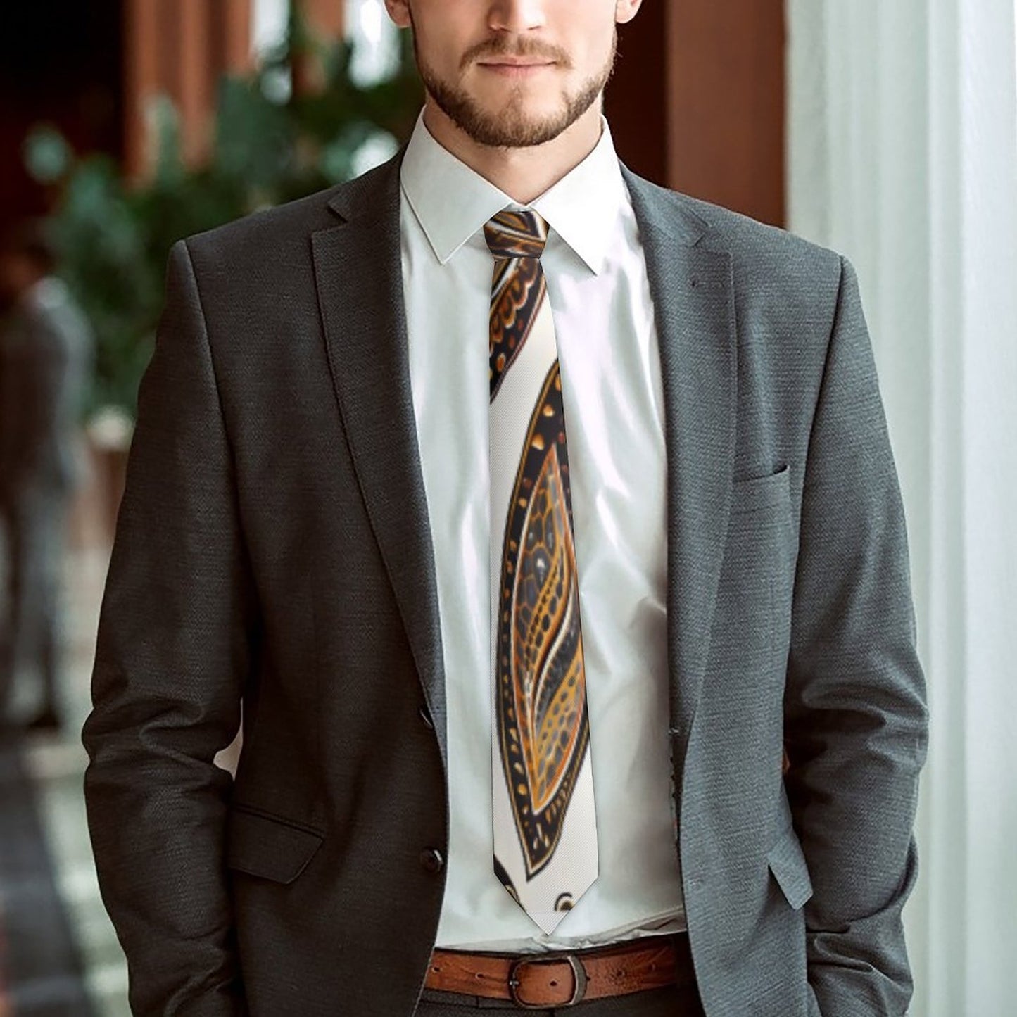 ORANGE PAISLEY Men's Formal Tie