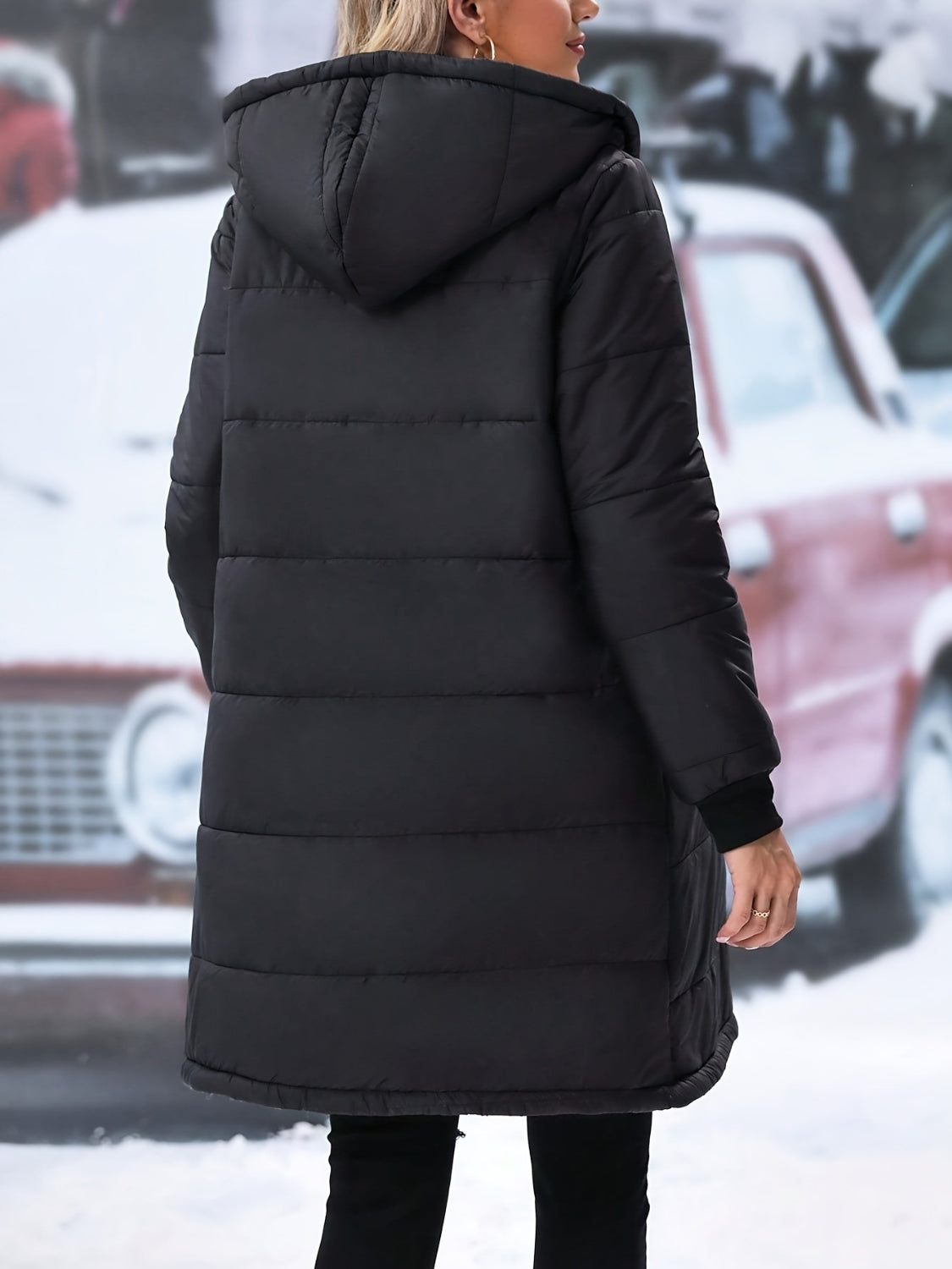 Plus Size Zip Up Hooded Winter Coat-1XL-5XL