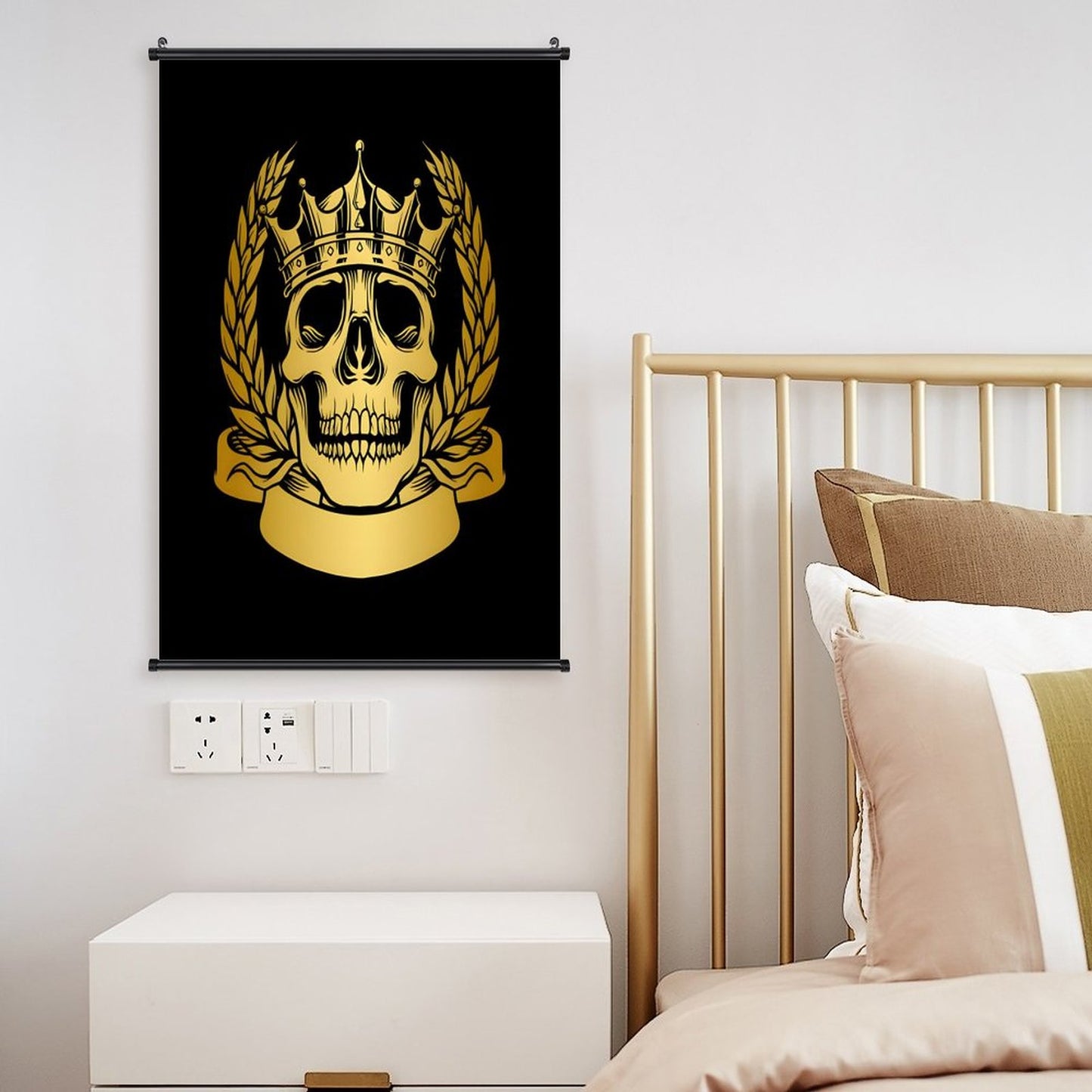 Canvas Hanging Poster with Scrolls-16"x24"/ 40x60cm-GOLD SKULL