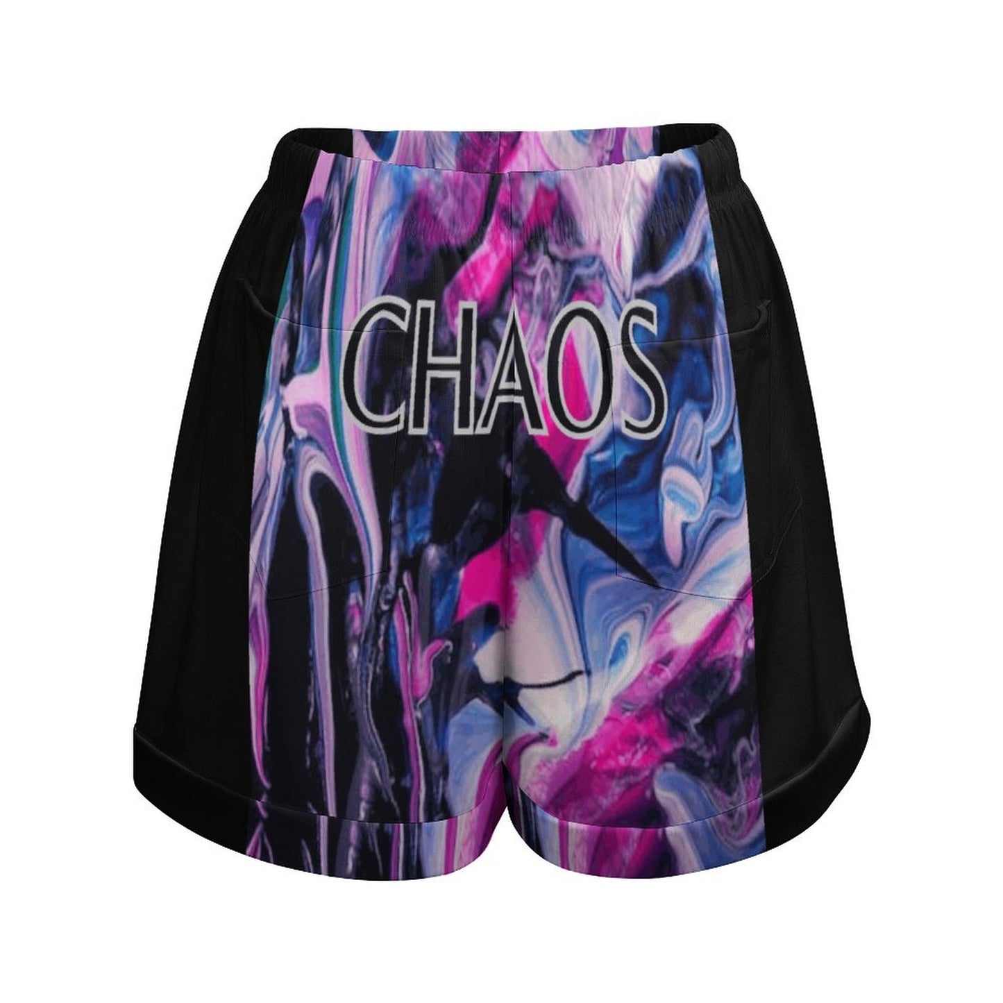 CHAOS Loose High Waisted Shorts (black)-SMALL-3XL