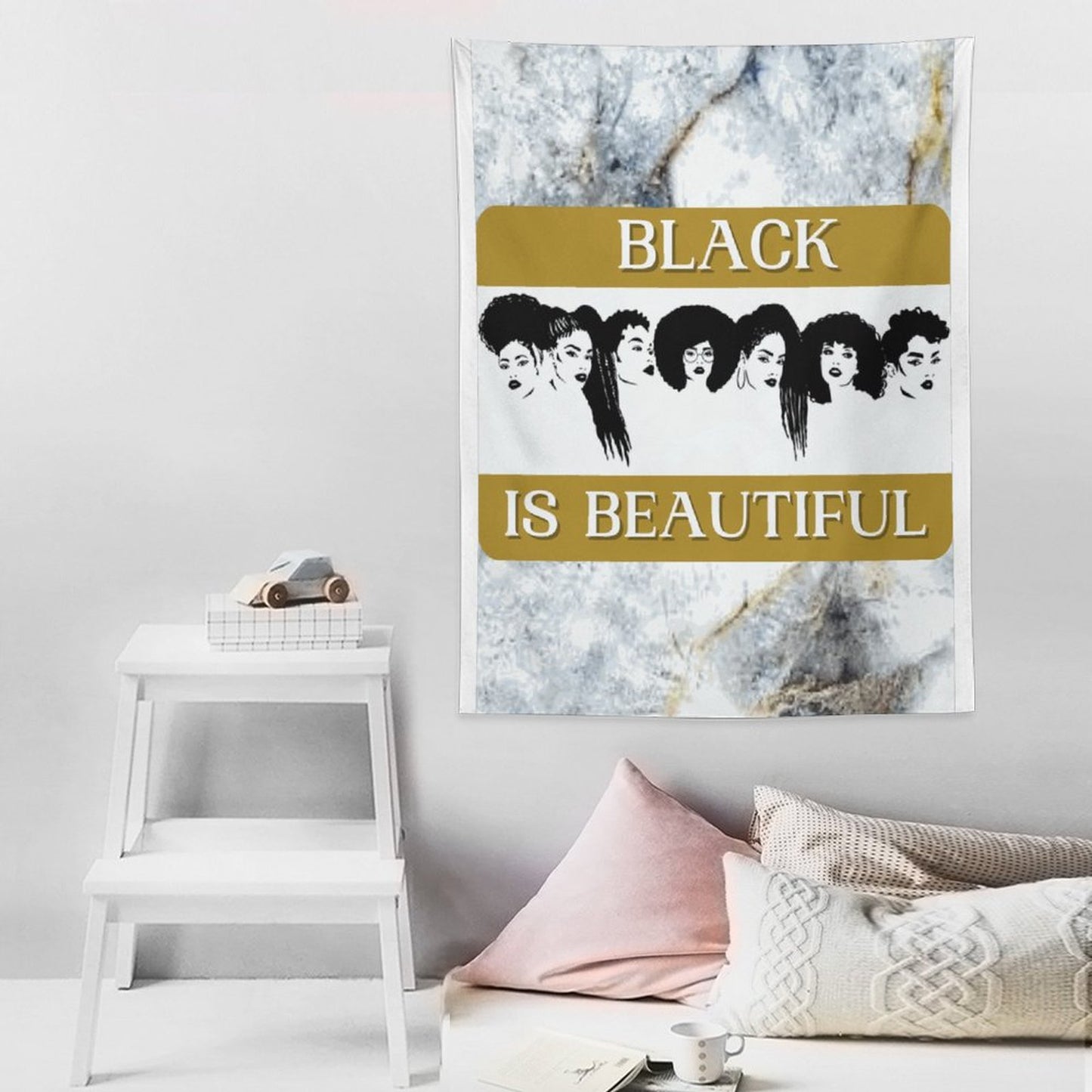 Wall Art with Vertical Tapestry