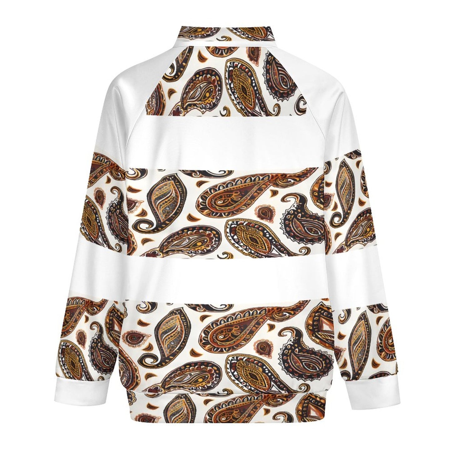 ORANGE PAISLEY Raglan Zipper Jacket-SMALL-5XL