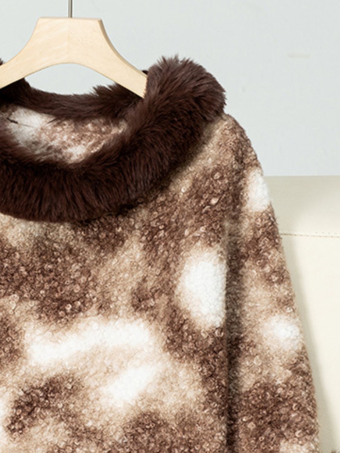 Furry Contrast Three-Quarter Poncho (many colors)