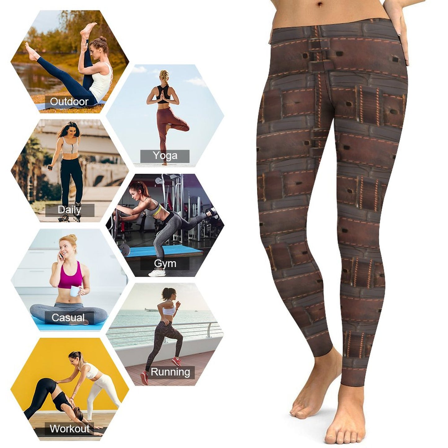 RUGGED LEATHER BUCKLE Print Yoga Pants for Women-SMALL-2XL