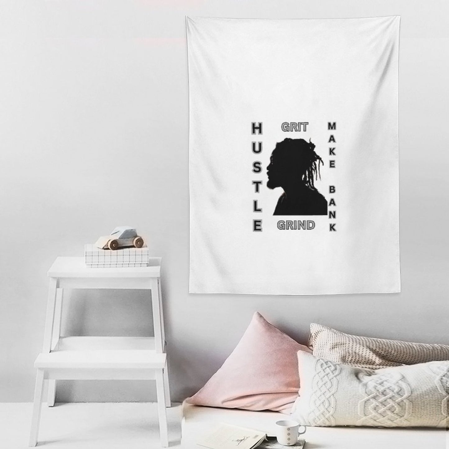 Wall Art with Vertical Tapestry