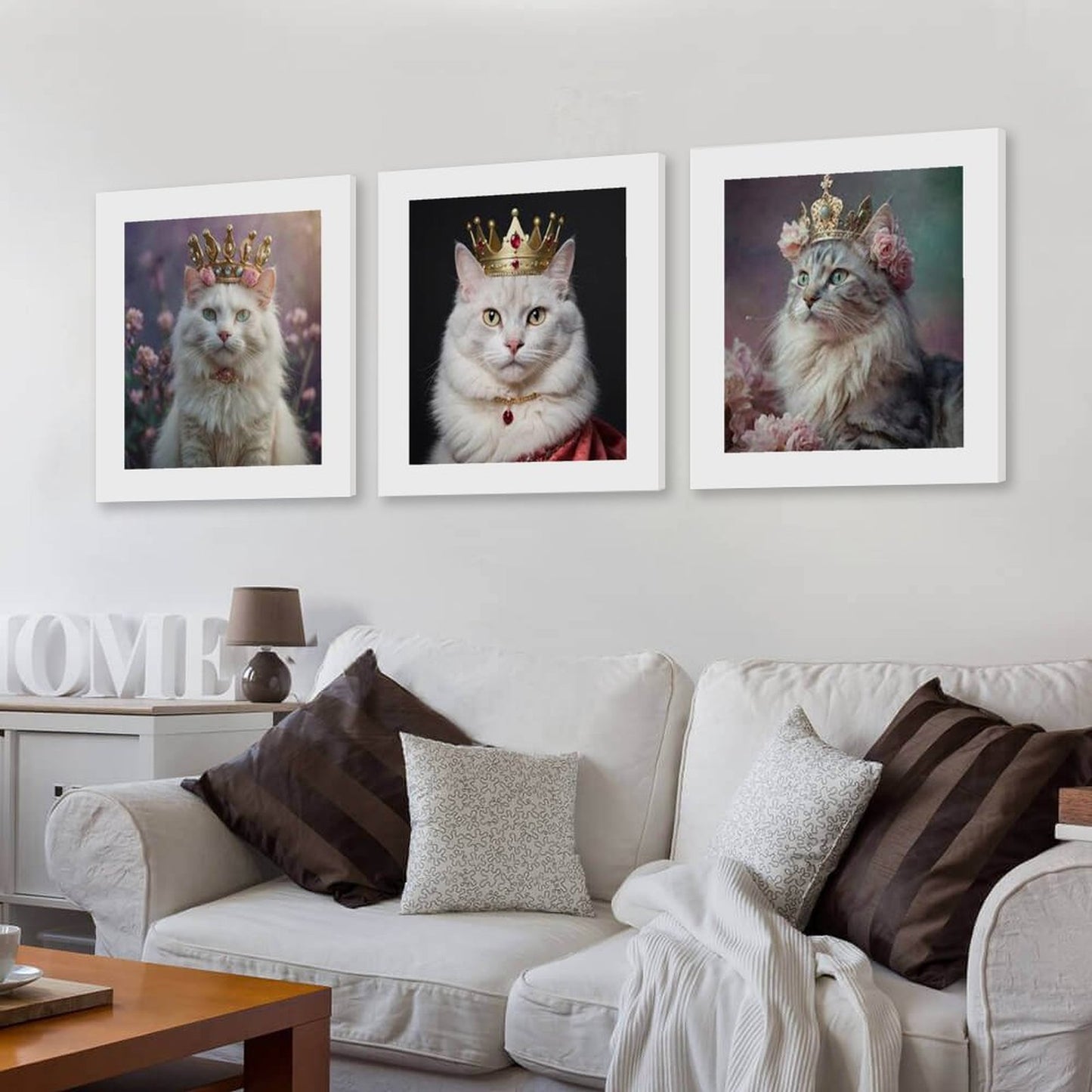 Vertical Multicolor Framed Wall Art-4:5 Aspect Ratio-QUEEN WHITE CATS