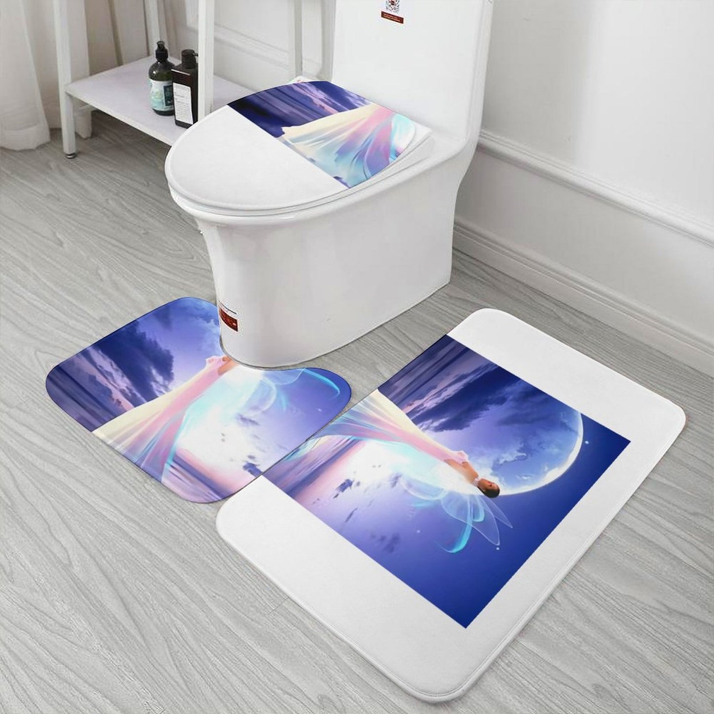 Coral Velvet Restroom Rug Set of 3-15.7"x23.6"/ 40x60cm