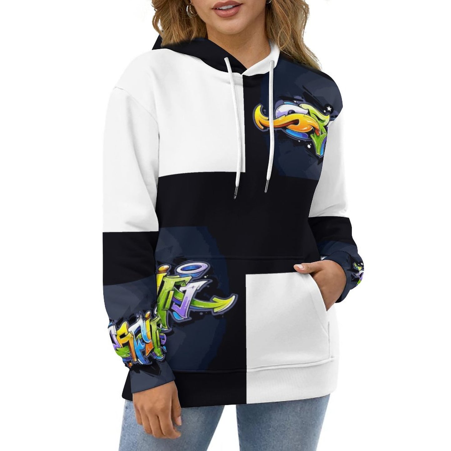 COLORFUL GRAFFITI Women's Hoodie with Double-layer Cap-SMALL-5XL