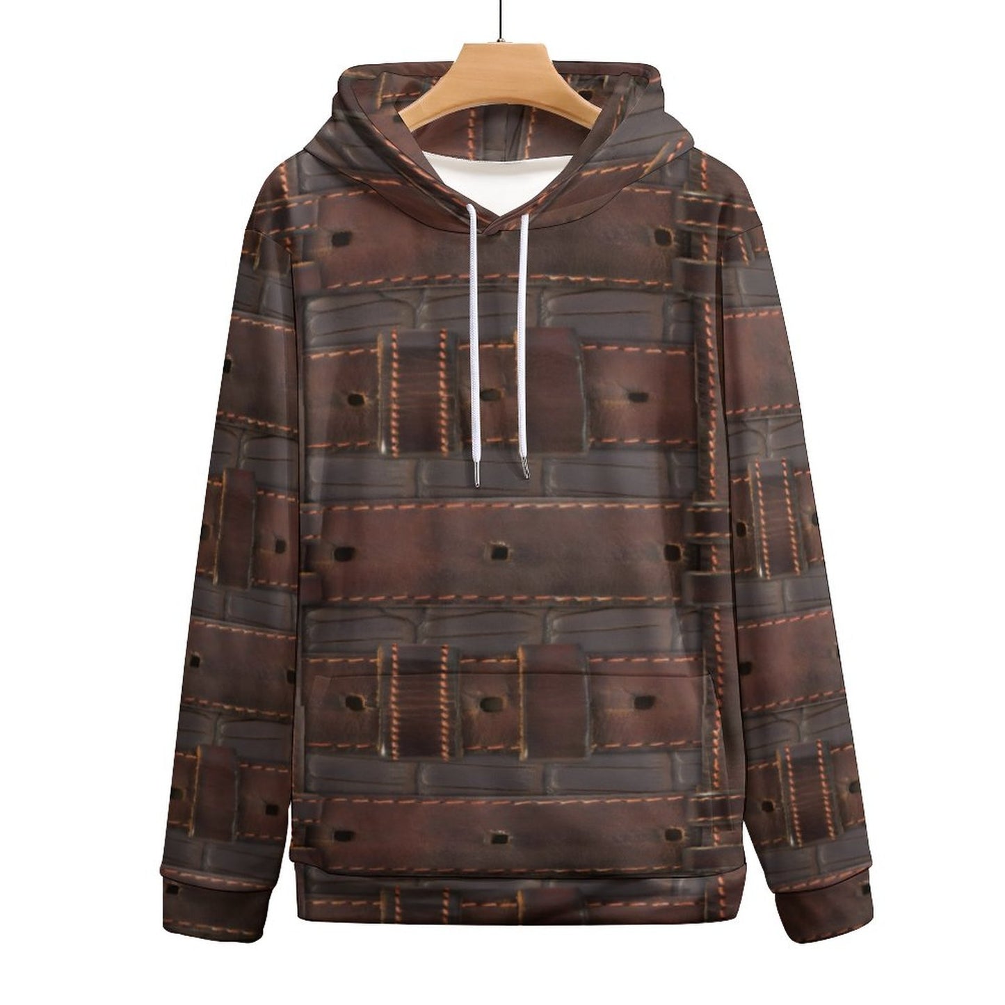 RUGGED LEATHER BUCKLE Print Men's Hoodie with Double-layer Cap-SMALL-6XL