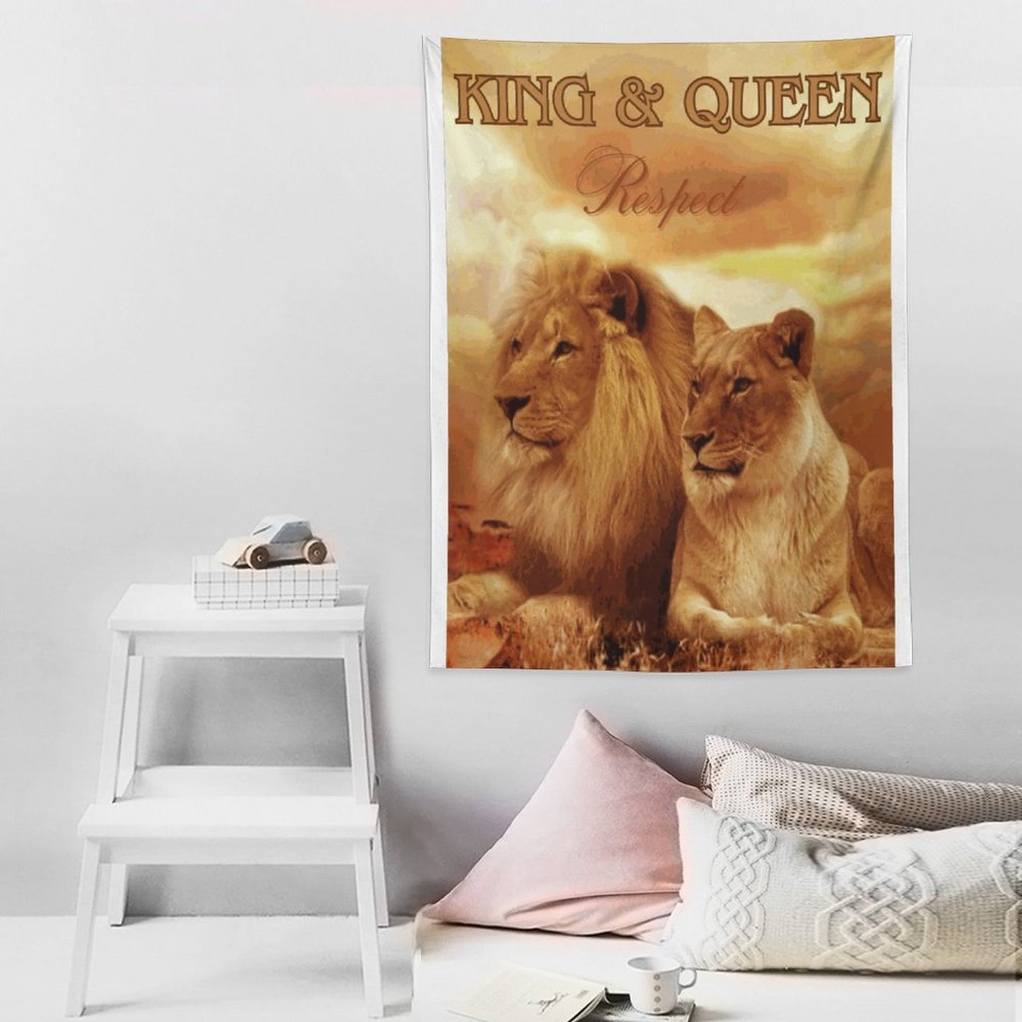 Wall Art with Vertical Tapestry