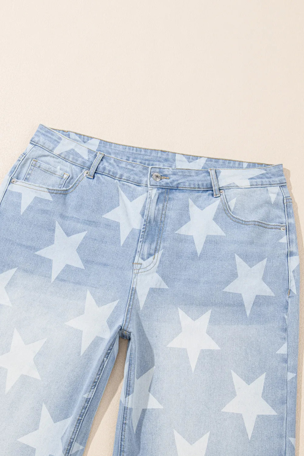 Plus Size Star Straight Leg Jeans with Pockets-1XL-4XL