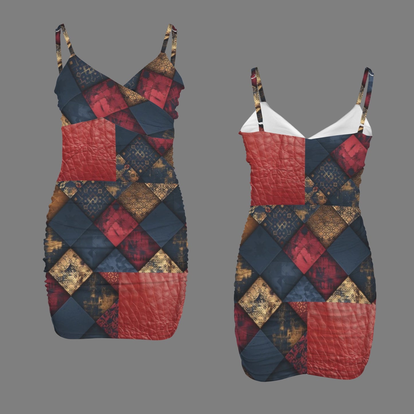 squares with red leather