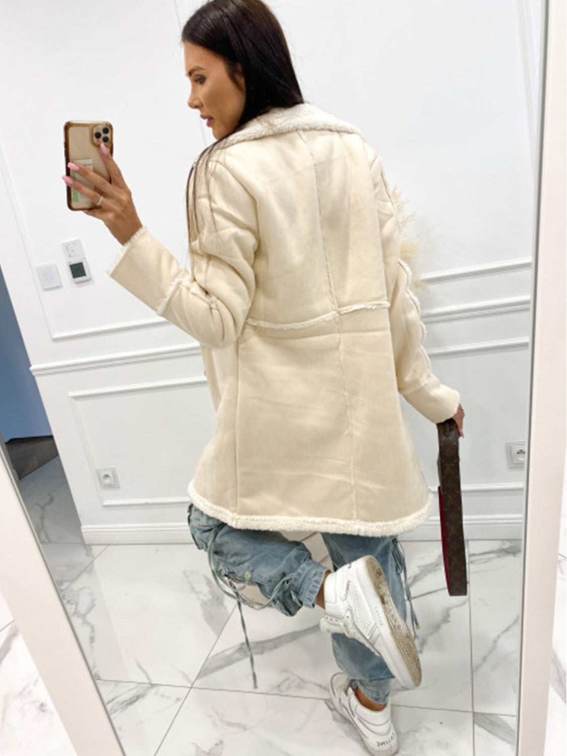 Lapel Collar Exposed Seam Buttoned THICK Coat (camel/black/cream)-S/M/L