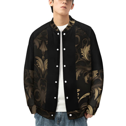 BLACK & GOLD ACCENT Baseball Jacket-2XS-6XL