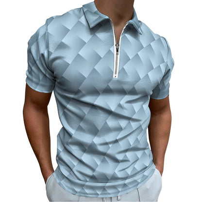 Men's Short Sleeve POLO Shirt with Zipper B470 (All-Over Printing)