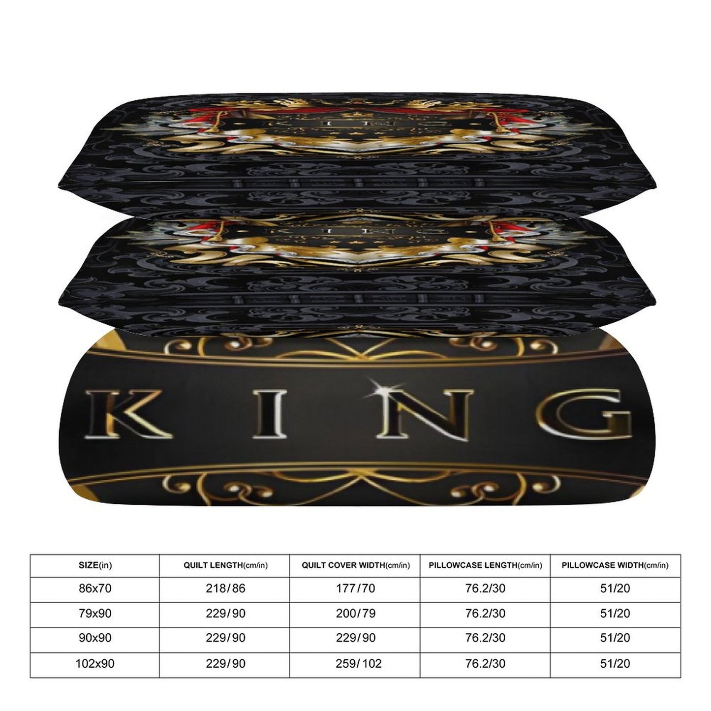 3-Piece Bedding Set-102"x90"/ 259x229cm (Dual-sided Printing)