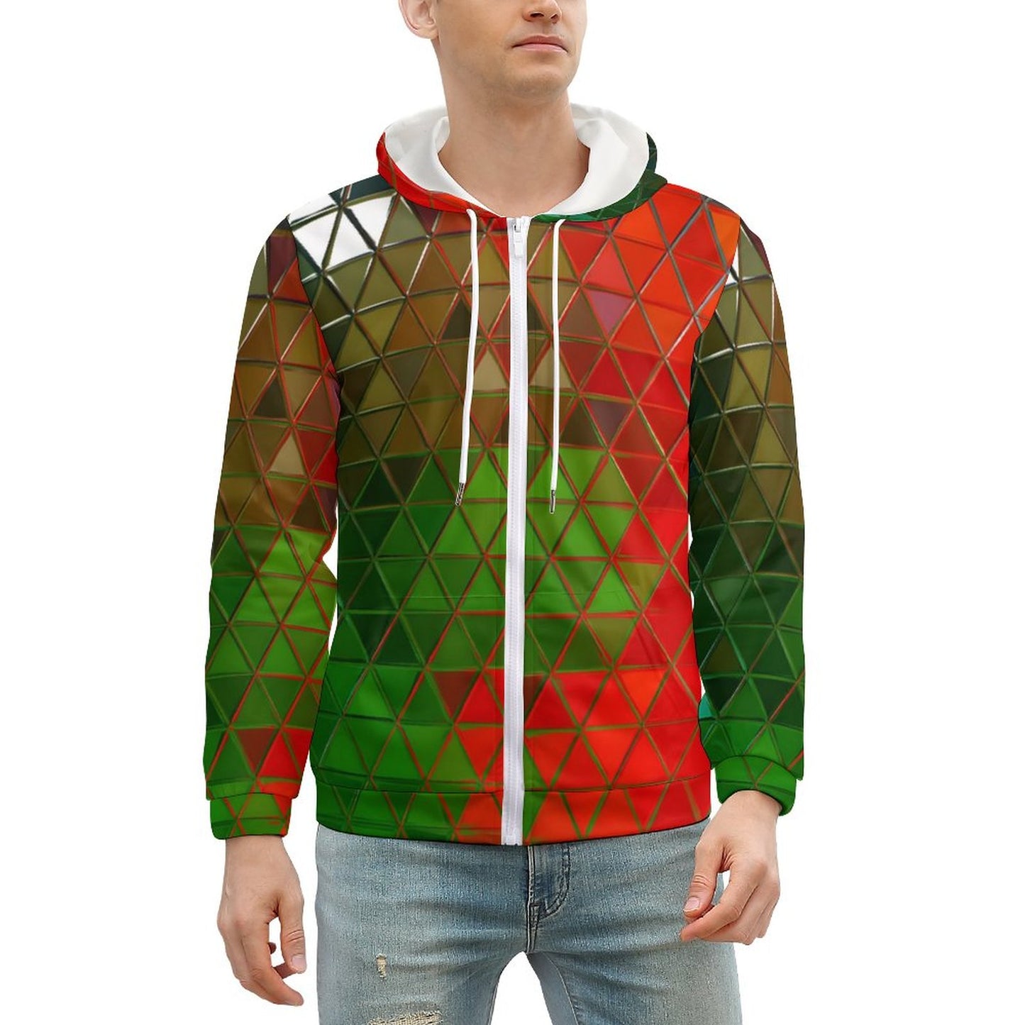 GLASS PRISM Men’s Zip Up Hoodie-SMALL-5XL