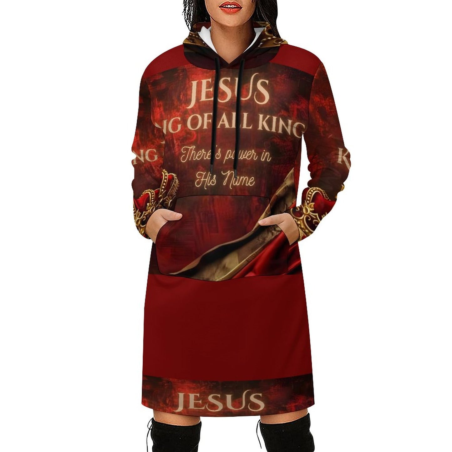 230gsm Long Sleeve Hoodie Dress(All-Over Printing）